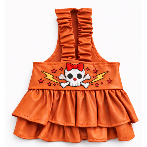 ZOYA   -  TURUNCU BAHÇIVAN DERİ ELBİSE