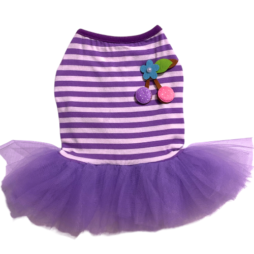 LİLA ÇİZGİLİ  TÜTÜLÜ ELBİSE