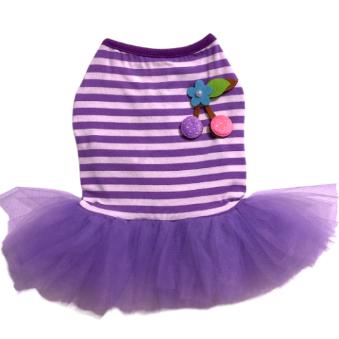 LİLA ÇİZGİLİ  TÜTÜLÜ ELBİSE