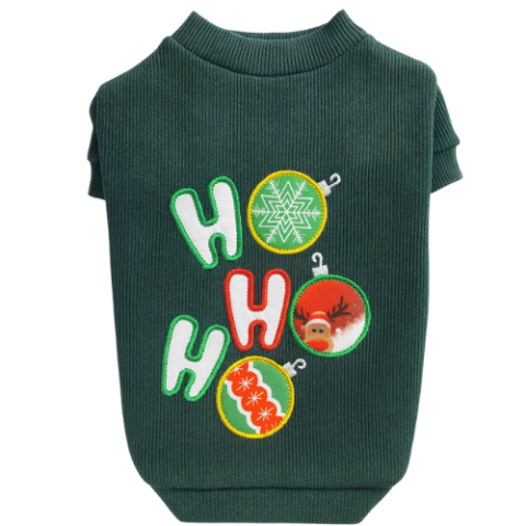 HO HO HO  - ZÜMRÜT KIRÇILLI KAŞKORSE KOLLU TİŞÖRT