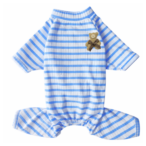 THE BEST - MAVİ ÇİZGİLİ PENYE PİJAMA TULUM