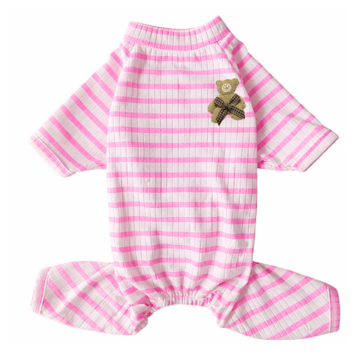 THE BEST - PEMBE ÇİZGİLİ PENYE PİJAMA TULUM