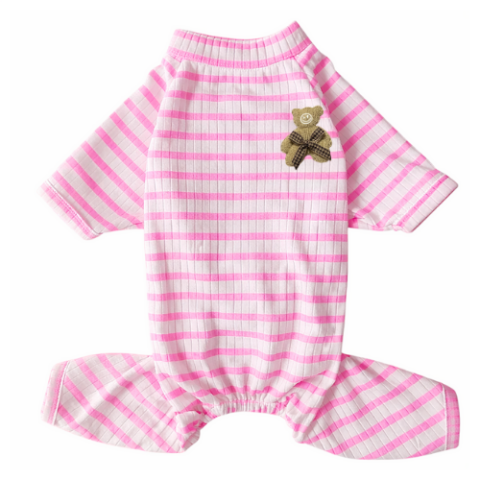 THE BEST - PEMBE ÇİZGİLİ PENYE PİJAMA TULUM