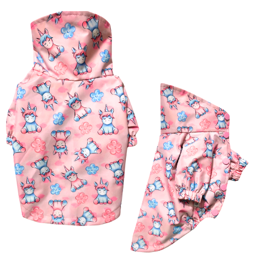 PINK UNICORN- WATERPROOF Su Geçirmez Yağmurluk ( Penye Astarlı )